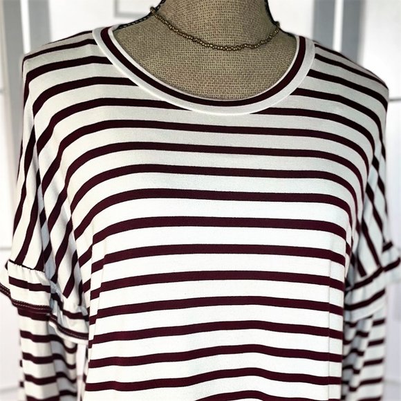 Cotton Bleu Striped Ruffle Drop Shoulder - Picture 2 of 8